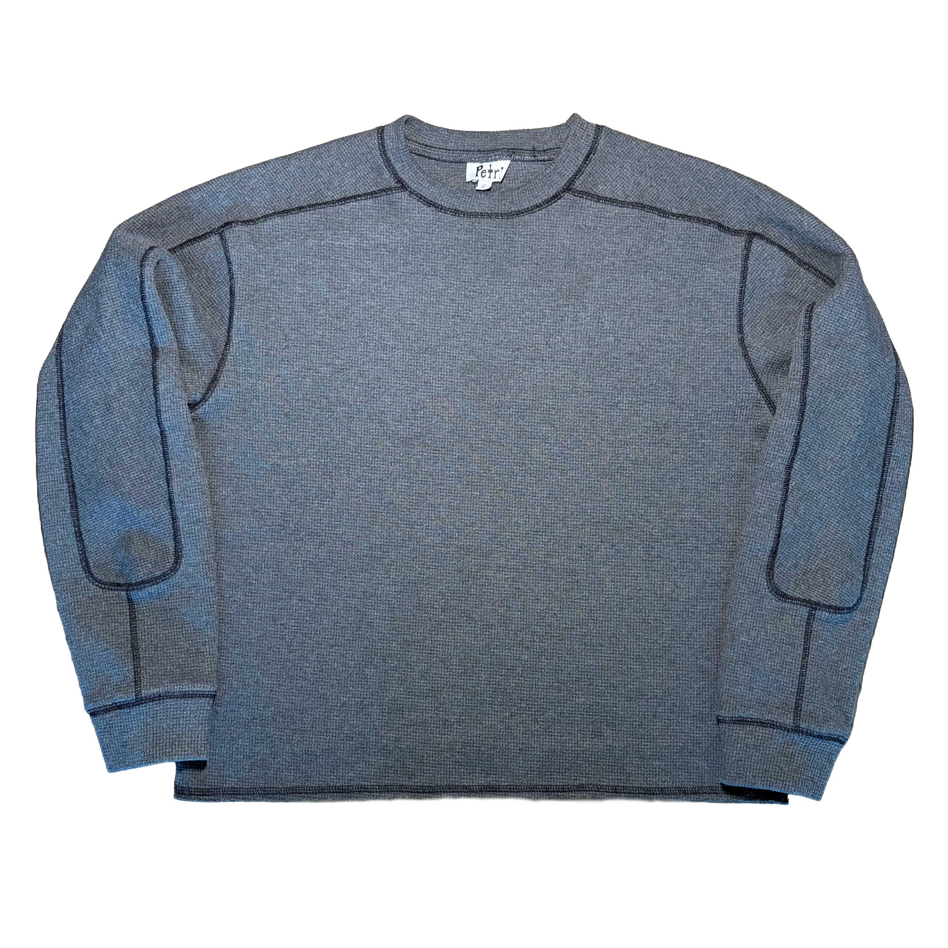 Paneled Waffle Knit Crewneck