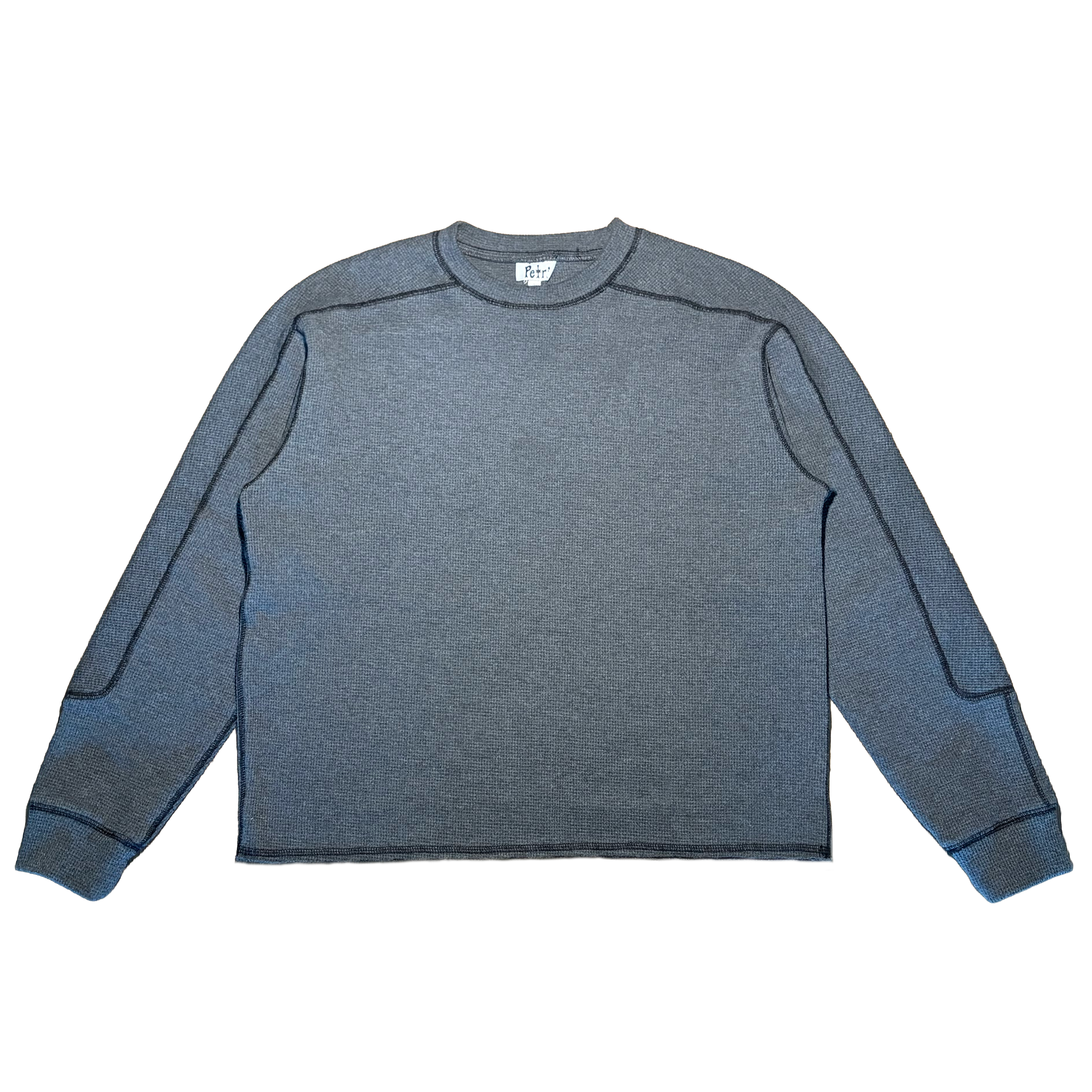 Paneled Waffle Knit Crewneck