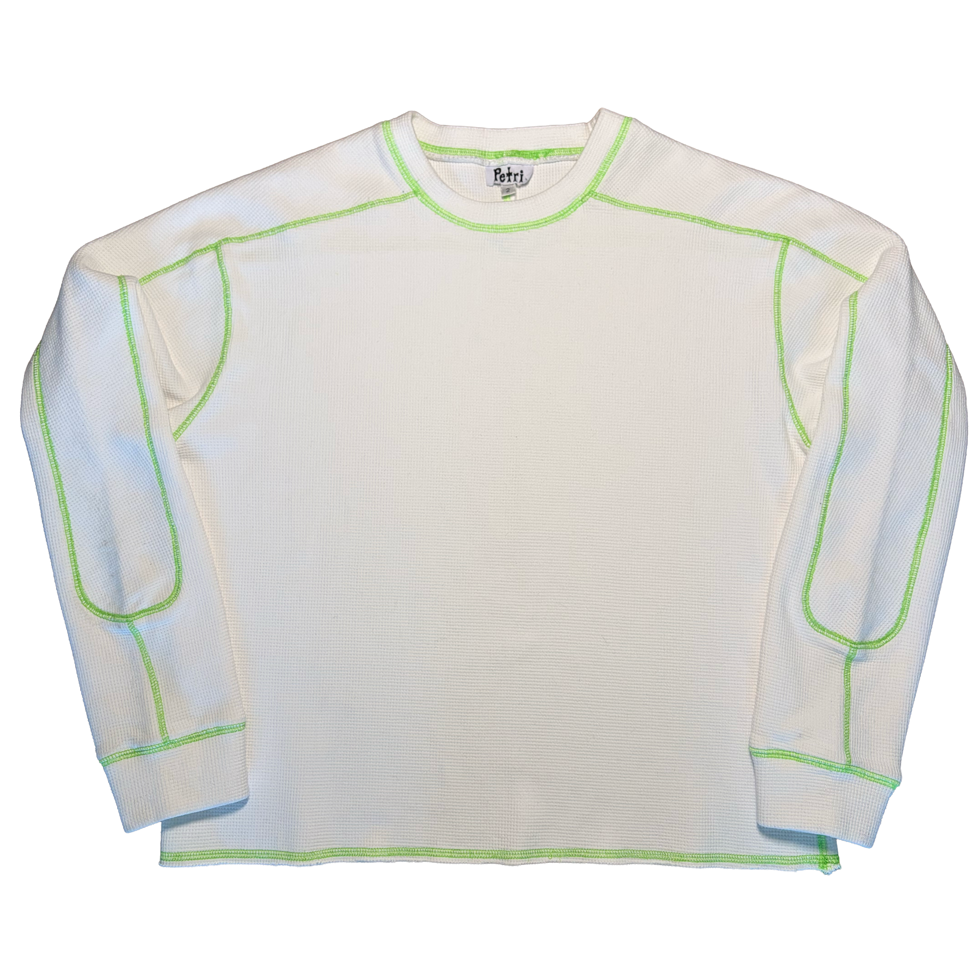 Paneled Waffle Knit Crewneck